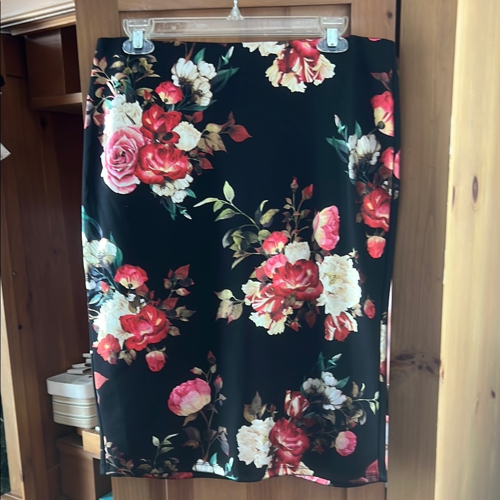 Floral Black Skirt